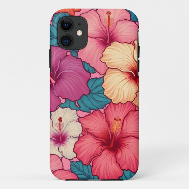 Blumenmuster des tropischen Hibiskus Case-Mate iPhone Hülle (Rückseite)