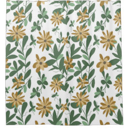 Blumenmuster Design 278 Grünes Orange Duschvorhang