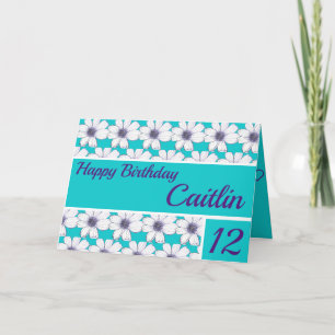 Blumenmuster-Design Aquamarin Geburtstag Karte