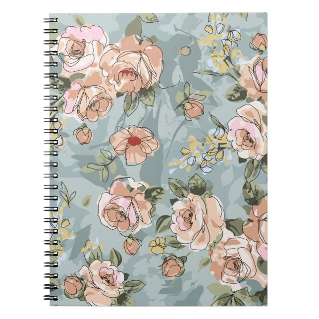 Blumenmuster-Design-Textil-Illustrationart, Blü Notizblock (Vorderseite)