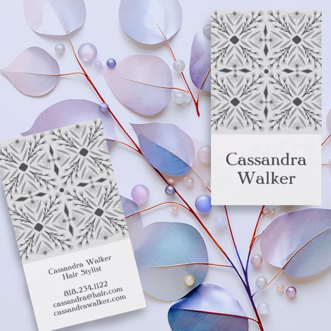 Blumenmuster Dolores Tiles Gray Visitenkarte (Pretty hand made tile pattern in gray on these custom business cards for an elegant look)