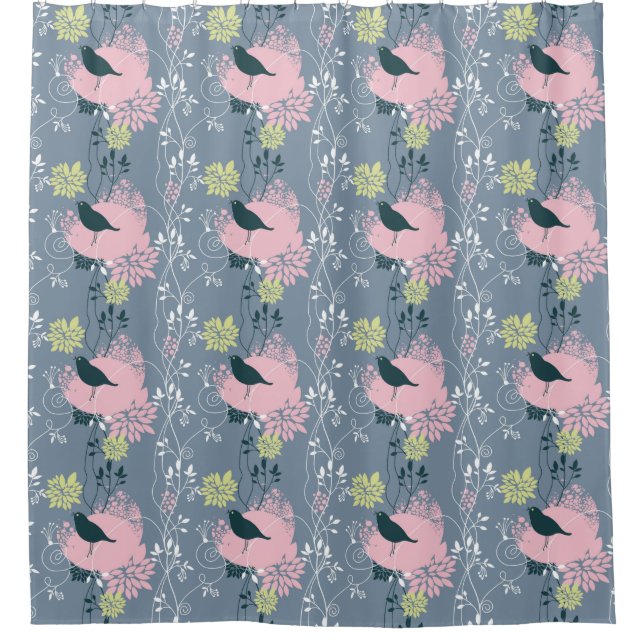 Blumenmuster Duschvorhang (Vorderseite)