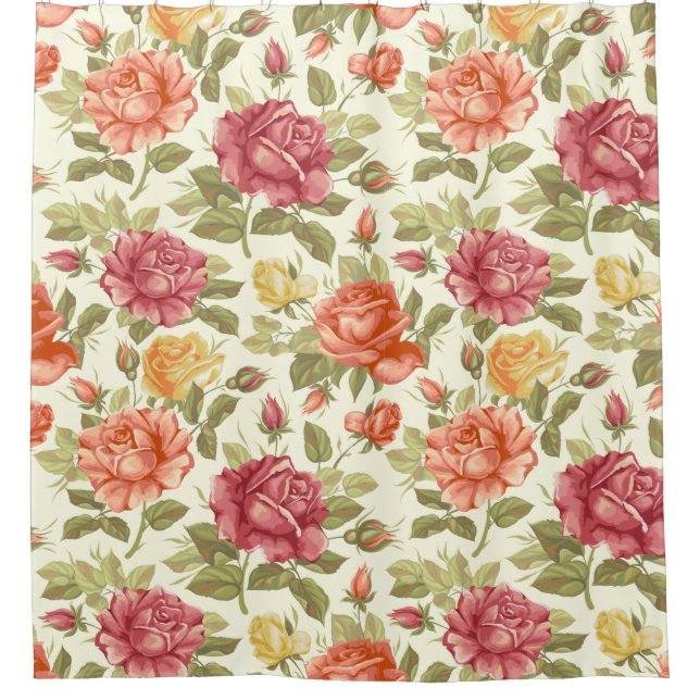 Blumenmuster Duschvorhang (Vorderseite)