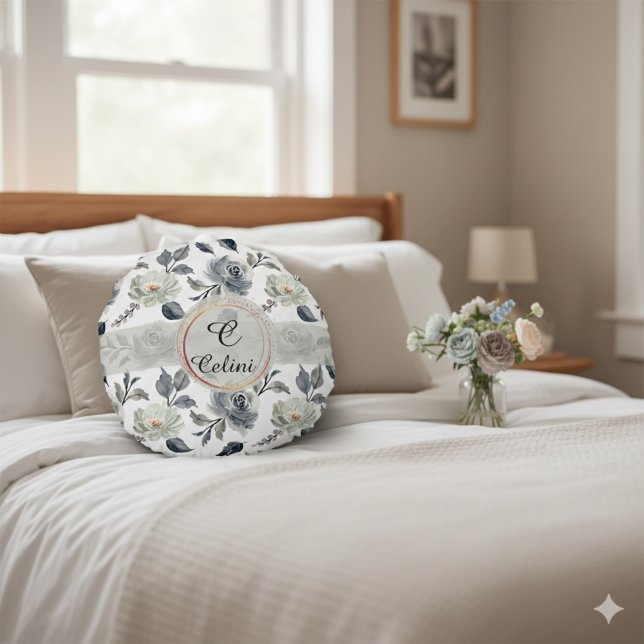 Blumenmuster: Ein Atemberaubendes Wasserfarbmuster Rundes Kissen (Floral Watercolor Elegance Round Pillow)