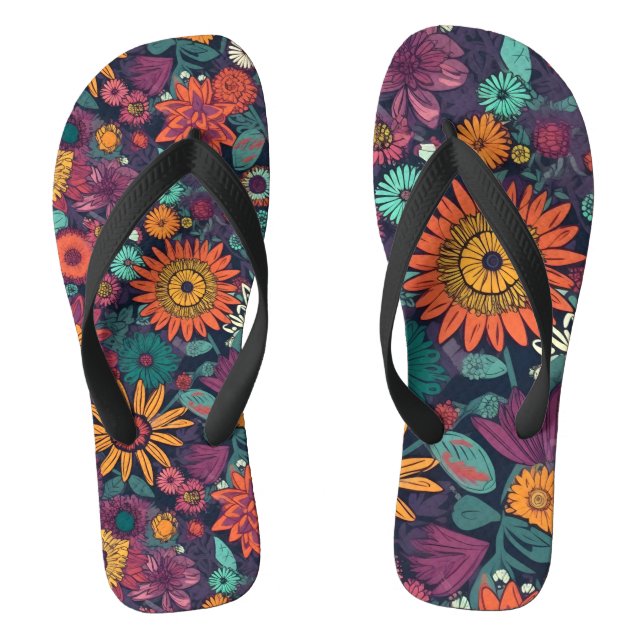 Blumenmuster, ein Bouquet farbenfroher Blume Flip Flops (Fußbett)