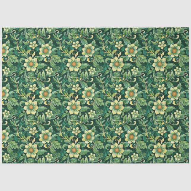 Blumenmuster Emerald Green Vines Decoupage Seidenpapier (Vorderseite)