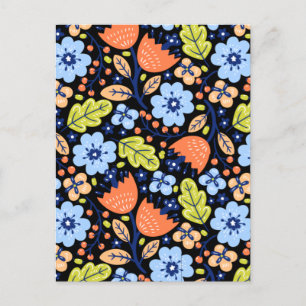 Blumenmuster farbenfroh leuchtend postkarte