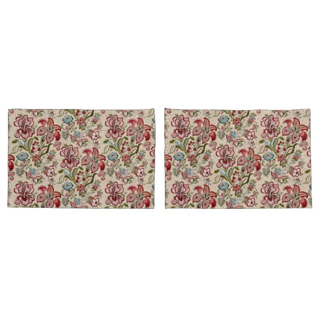 Blumenmuster Farbige trendige Blume Rosa Grün Kissenbezug (Rückseite-Set)