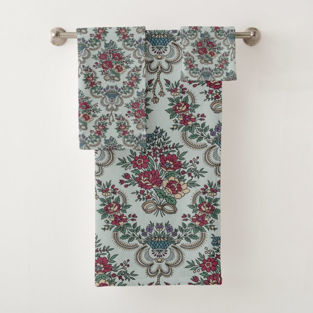 Blumenmuster Farbige trendige Blume und Blätter Badhandtuch Set (Insitu)