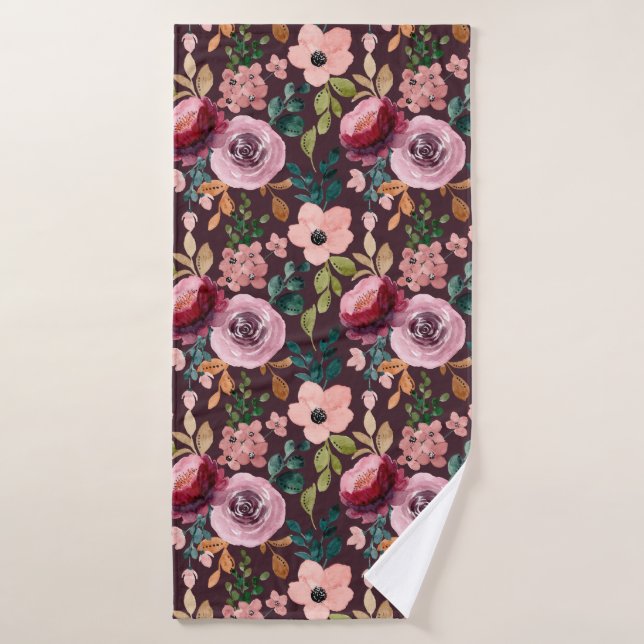 Blumenmuster Fashion Wasserfarbe farbig Badehandtuch (Badehandtuch)