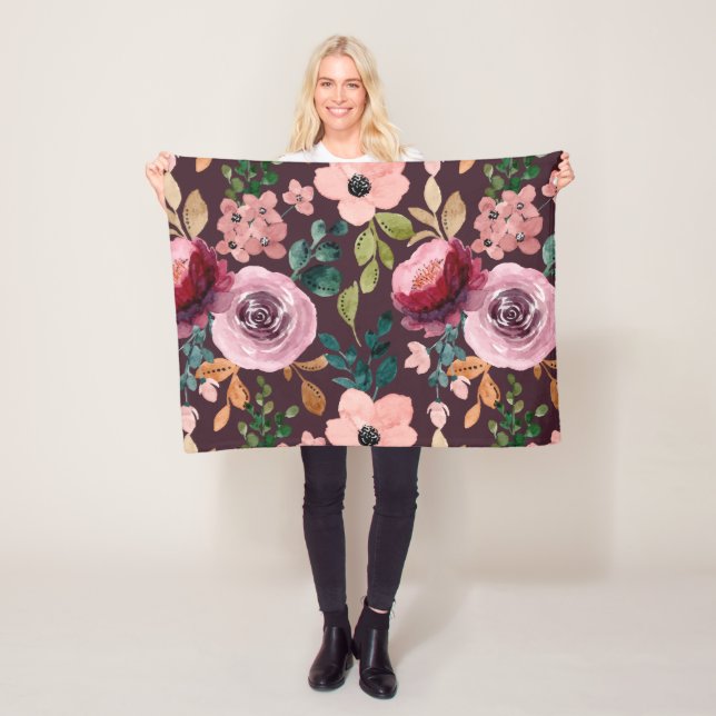 Blumenmuster Fashion Wasserfarbe farbig Fleecedecke (Beispiel)