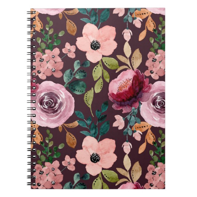 Blumenmuster Fashion Wasserfarbe farbig Notizblock (Vorderseite)