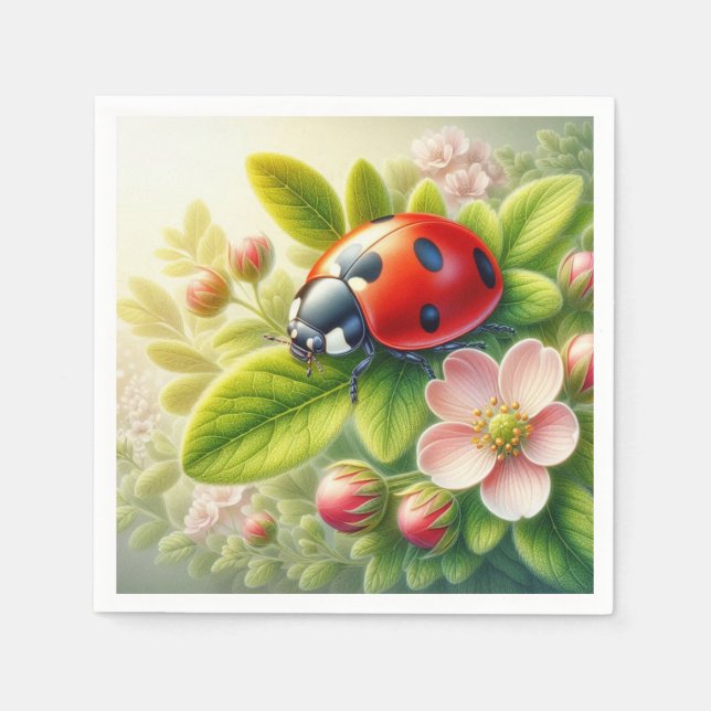 Blumenmuster/Federladybugs Serviette (Vorderseite)