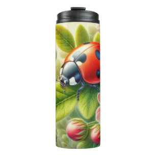 Blumenmuster/Federladybugs Thermosbecher