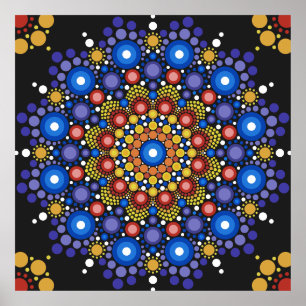 Blumenmuster Fraktal Dotro Mandala Poster