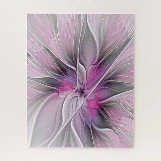 Blumenmuster Fraktal Moderne Abstrakte Blume Rosa  (Vertikal)