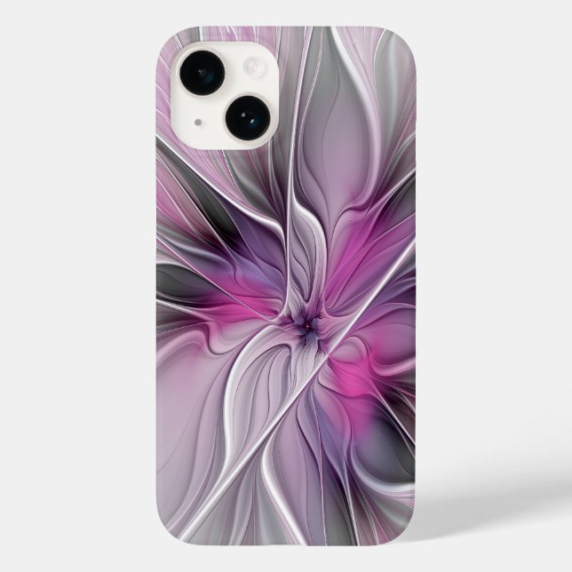Blumenmuster Fraktal Moderne Abstrakte Blume Rosa  Case-Mate iPhone 14 Hülle (Rückseite)