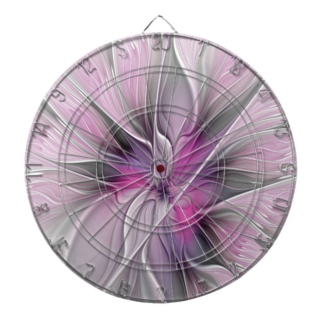Blumenmuster Fraktal Moderne Abstrakte Blume Rosa  Dartscheibe (vorne)