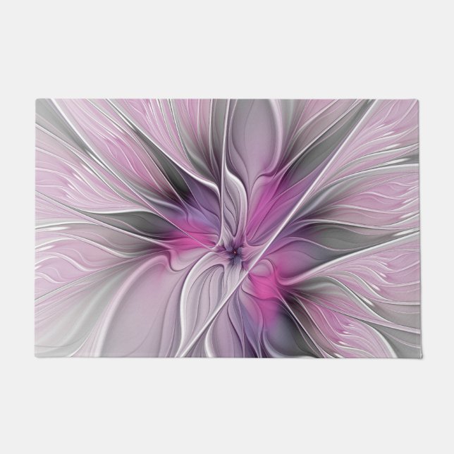 Blumenmuster Fraktal Moderne Abstrakte Blume Rosa  Fußmatte (Vorderseite)