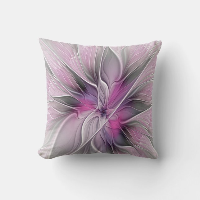 Blumenmuster Fraktal Moderne Abstrakte Blume Rosa  Kissen (Vorderseite)