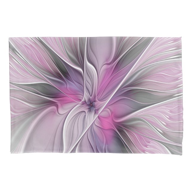 Blumenmuster Fraktal Moderne Abstrakte Blume Rosa  Kissenbezug (Vorderseite)