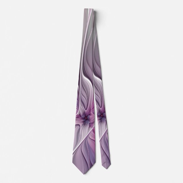 Blumenmuster Fraktal Moderne Abstrakte Blume Rosa  Krawatte (Vorderseite)