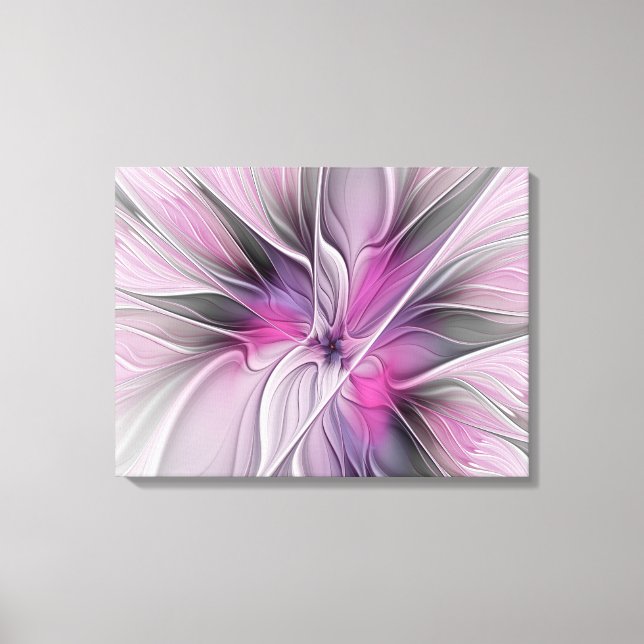 Blumenmuster Fraktal Moderne Abstrakte Blume Rosa  Leinwanddruck (Vorderseite)