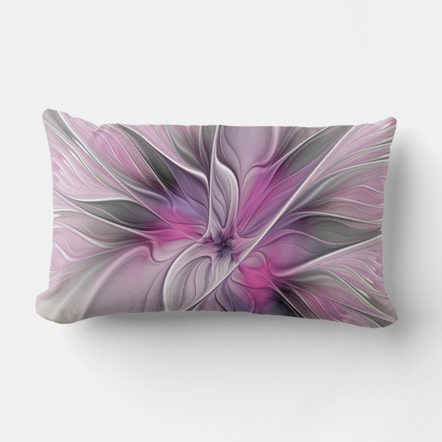 Blumenmuster Fraktal Moderne Abstrakte Blume Rosa  Lendenkissen (Vorderseite)