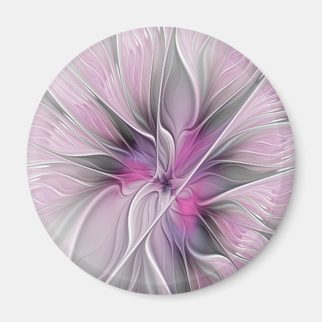 Blumenmuster Fraktal Moderne Abstrakte Blume Rosa  Magnet (Vorne)