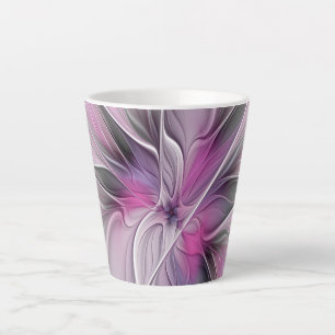Blumenmuster Fraktal Moderne Abstrakte Blume Rosa  Milchtasse
