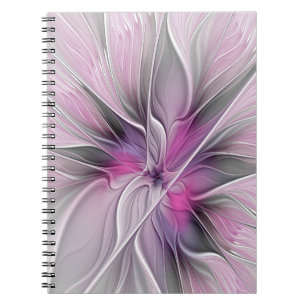 Blumenmuster Fraktal Moderne Abstrakte Blume Rosa Notizblock