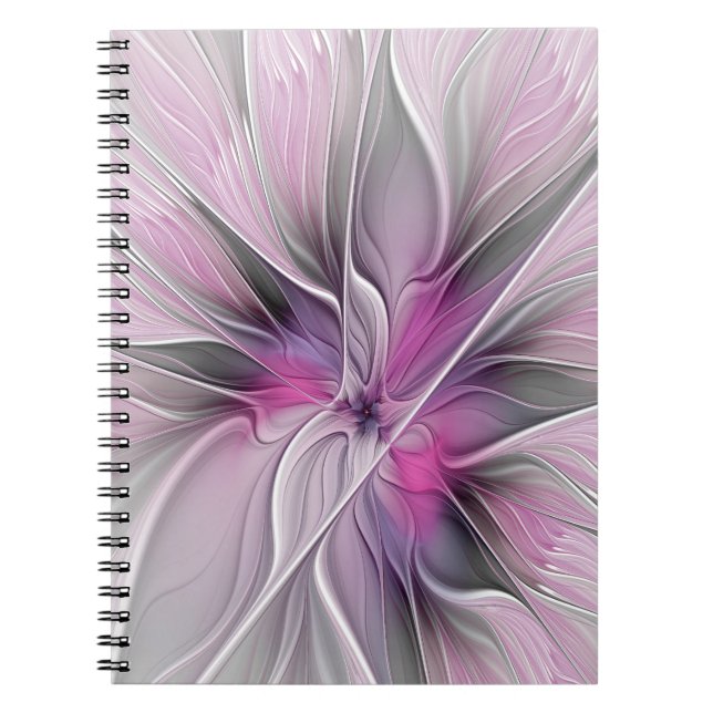 Blumenmuster Fraktal Moderne Abstrakte Blume Rosa  Notizblock (Vorderseite)