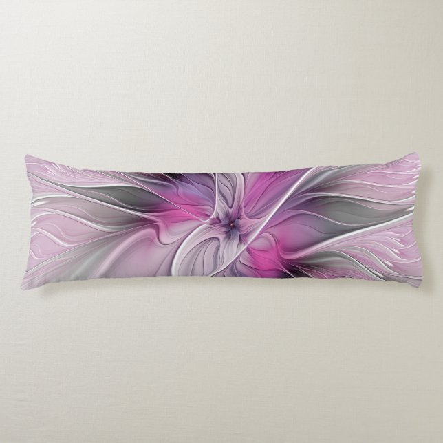 Blumenmuster Fraktal Moderne Abstrakte Blume Rosa  Seitenschläferkissen (Vorderseite)