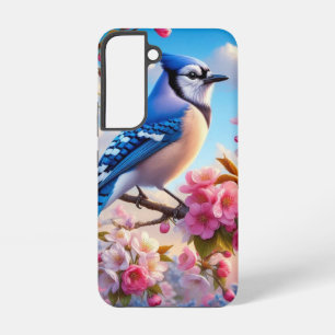 Blumenmuster/Frühling Blau Jay Art Samsung Galaxy Hülle