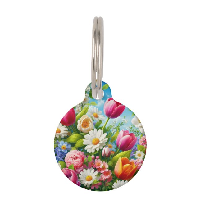Blumenmuster/Frühlingsbilder Haustiermarke (Vorderseite)