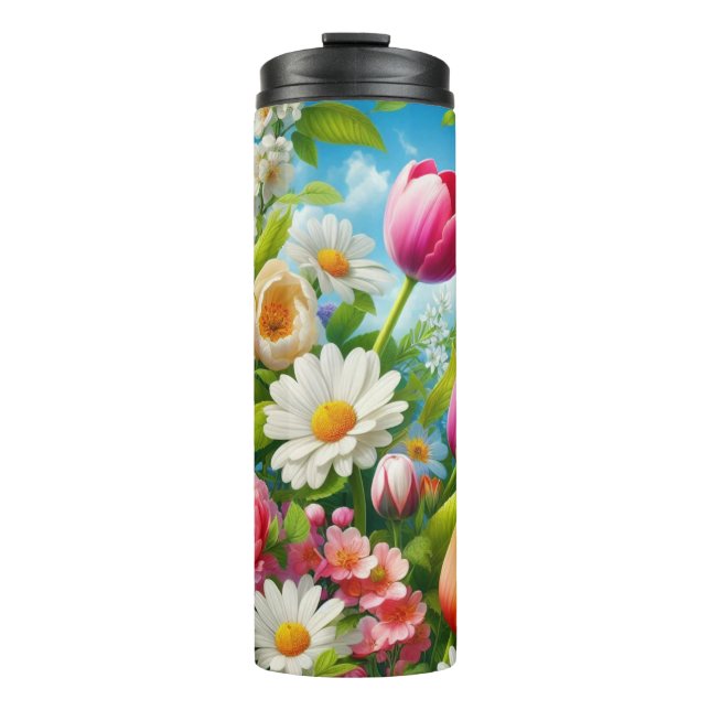 Blumenmuster/Frühlingsbilder Thermosbecher (Vorderseite)
