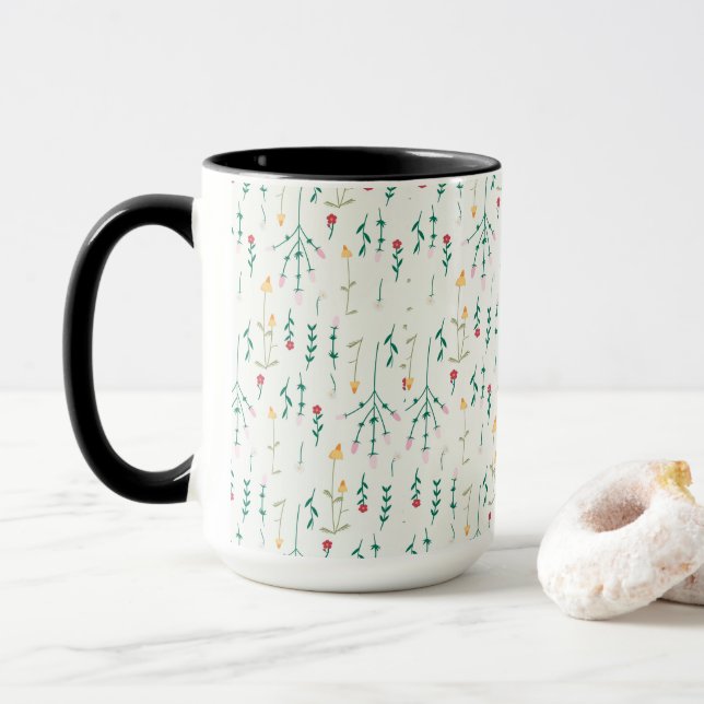 Blumenmuster Frühlingsblumen-Kombination Tasse (Mit Donut)