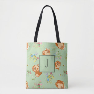 Blumenmuster für Monogram-Spitz Grün Tasche
