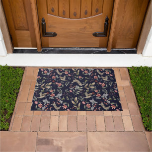 Blumenmuster für Navy-Woodland-Tiere Blätter Fußmatte