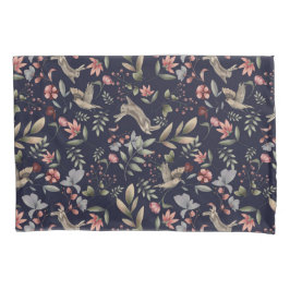 Blumenmuster für Navy-Woodland-Tiere Blätter Kissenbezug