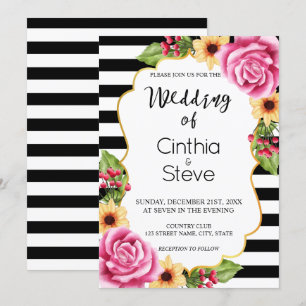 Blumenmuster für Wasserfarben Einladung zur Hochze