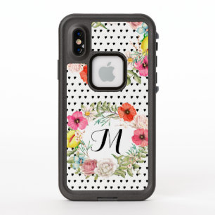 Blumenmuster für Wasserfarben Monogramm Herzmuster