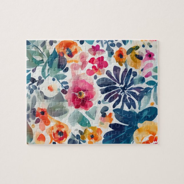 Blumenmuster für Wasserfarben Niedliche Vintage Bl (Horizontal)
