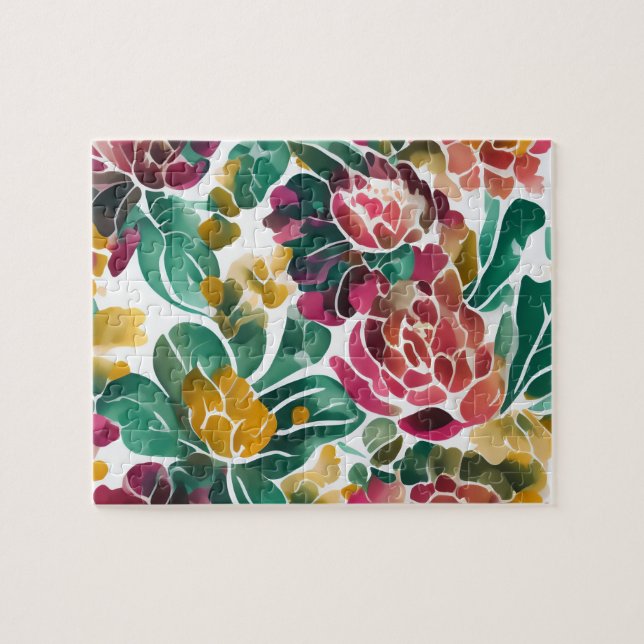 Blumenmuster für Wasserfarben Vintage Blume (Horizontal)