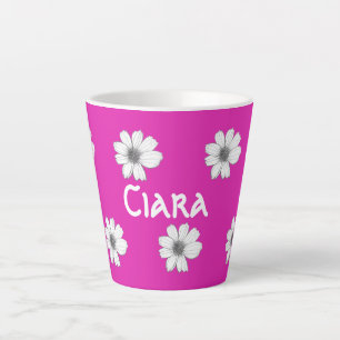 Blumenmuster Fuscia Pink individuelle Name Milchtasse