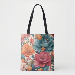 Blumenmuster gedämpfte lebendige Farben Einkaufsta Tasche