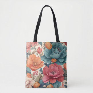 Blumenmuster gedämpfte lebendige Farben Einkaufsta Tasche