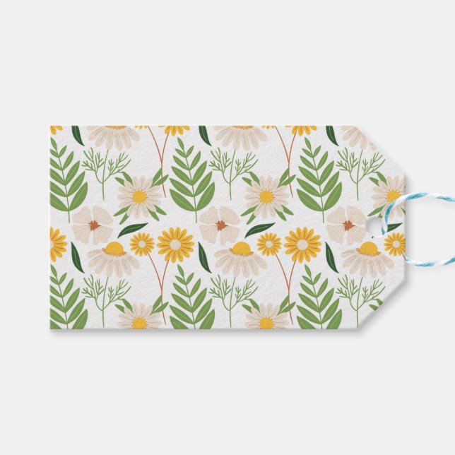 Blumenmuster Geschenkanhänger (Vorderseite (Horizontal))