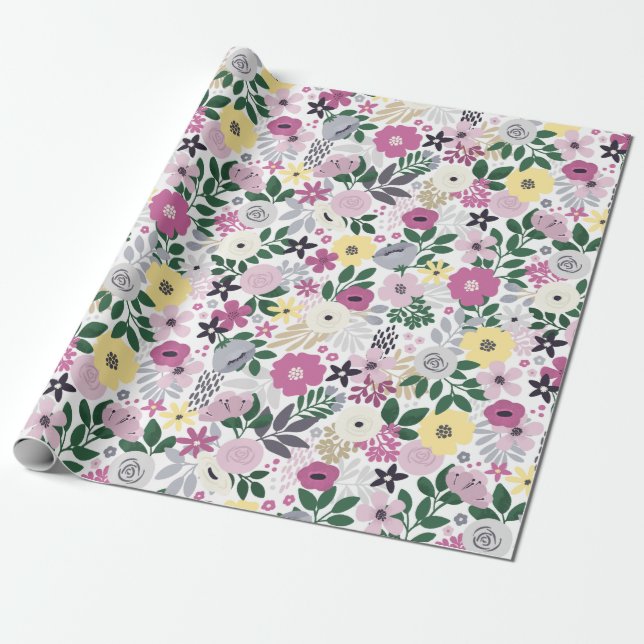 Blumenmuster Geschenkpapier (Ungerollt)