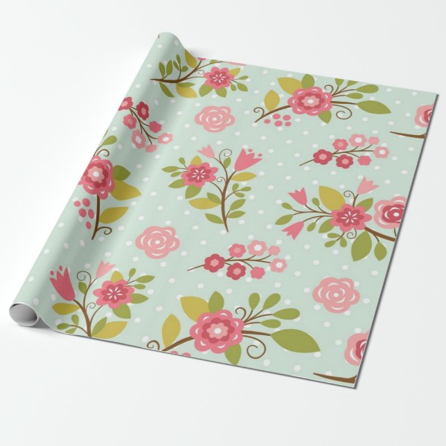 Blumenmuster Geschenkpapier (Ungerollt)